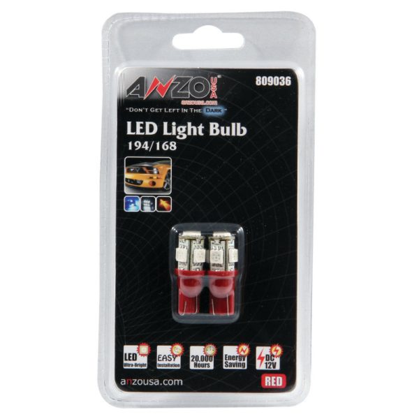 ANZO LED Bulbs Universal 194 168 Red - 5 LEDs Online now